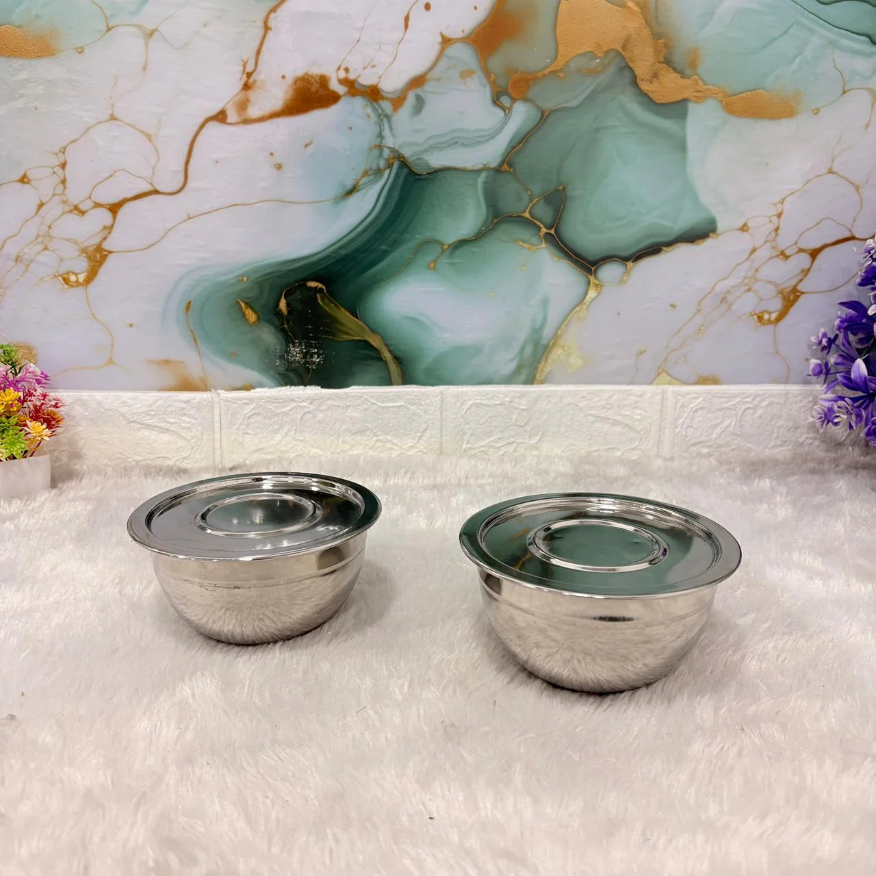 AM7483 Madhuram Kraft Handi – 2-Piece Stainless Steel Set with Lids (no1) - Image 3