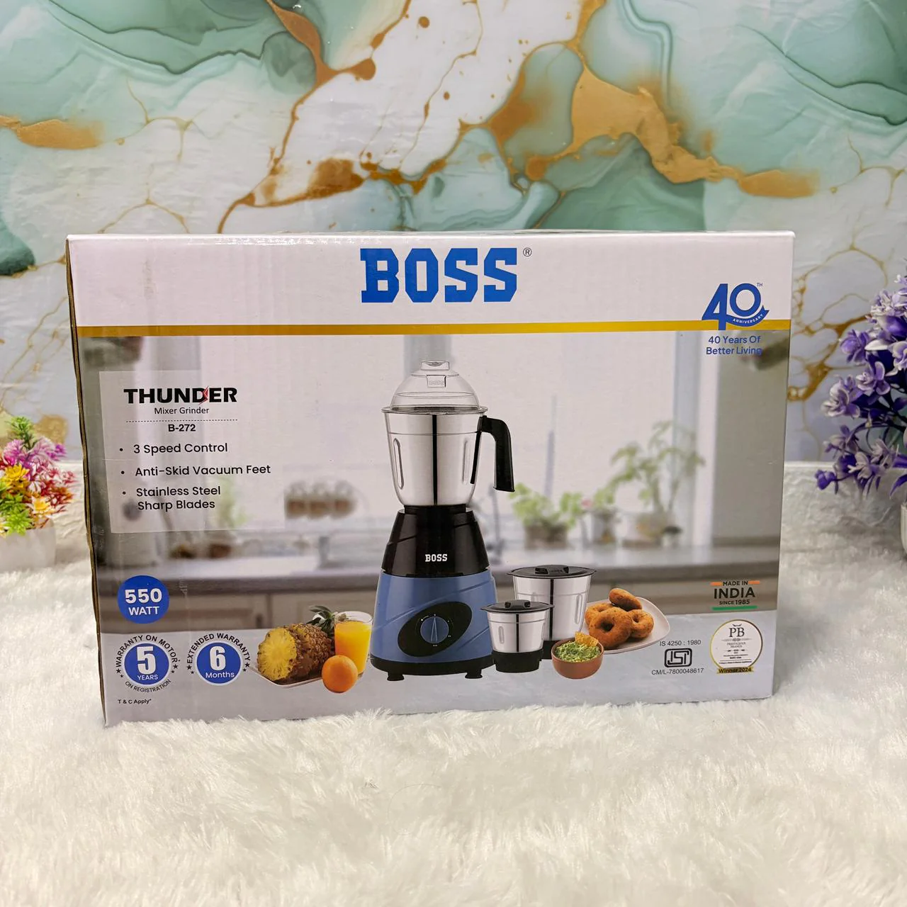 AM7507 BOSS Thunder B-272 550W Mixer Grinder with 3 Stainless Steel Jars - Image 5