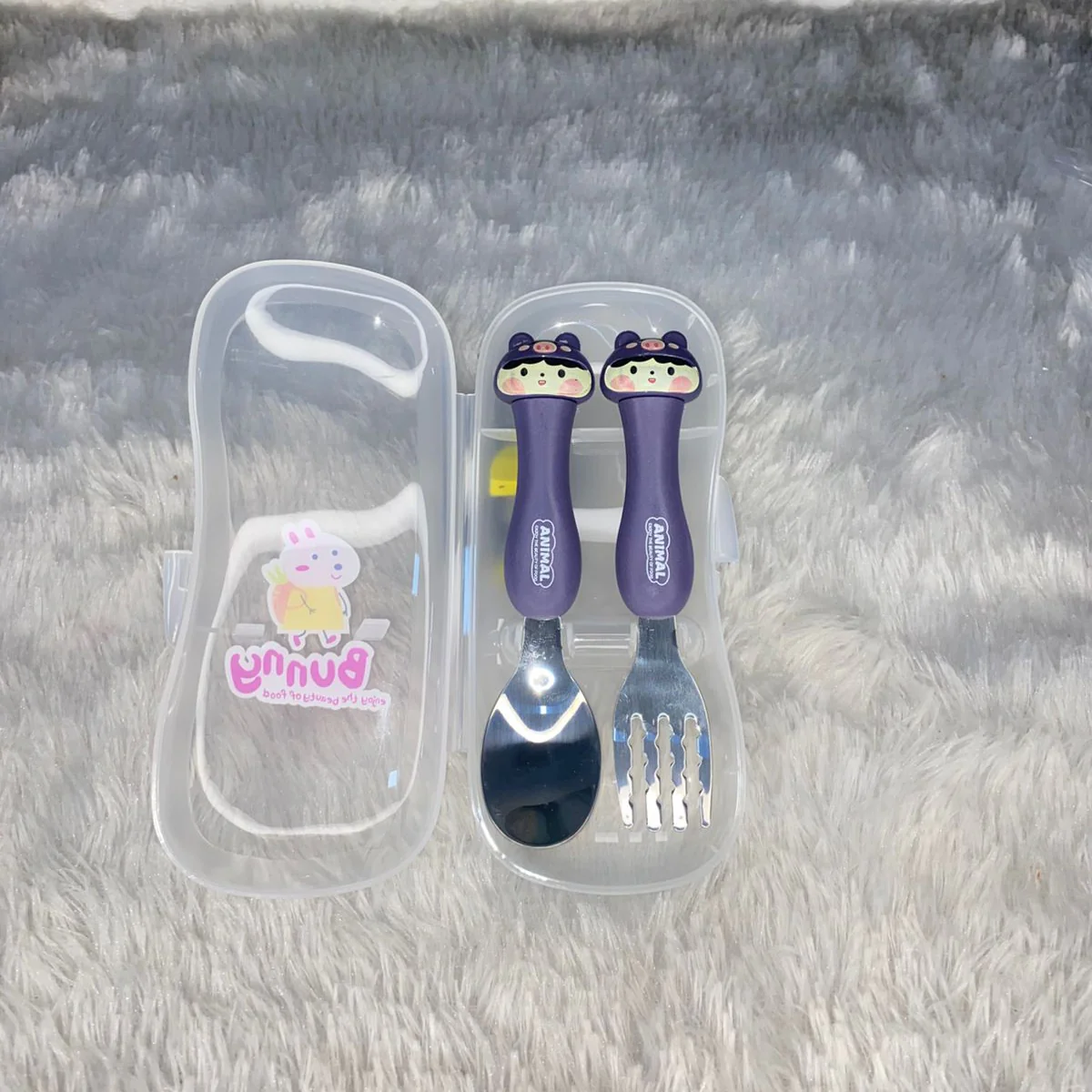 AM7511 Baby Self Feeding Spoon & Fork Set with Case | Stainless Steel Kids Cutlery 2-Piece Set - Image 3