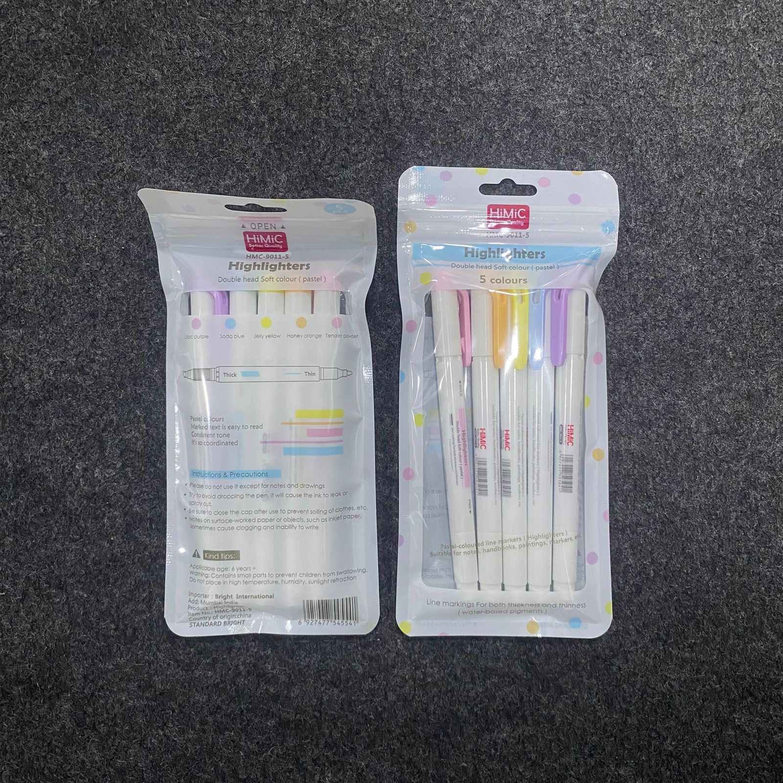 AM7519 HiMiC Dual-Tip Soft Pastel Highlighter Set OF 5 - Image 3