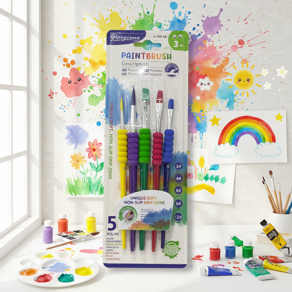 AM7525  Giorgione  Nylon Paintbrush Set with Easy-Grip Handles Set Of 5-Piece - Image 2