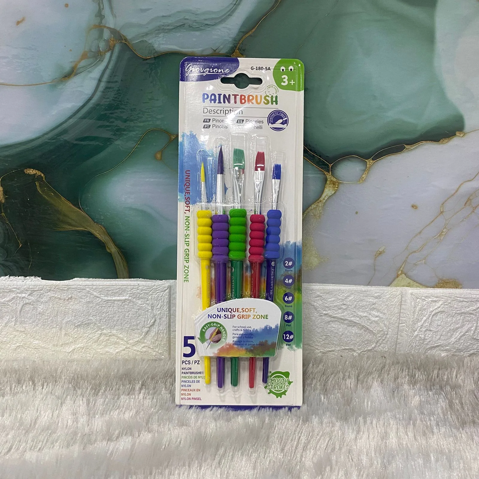 AM7525  Giorgione  Nylon Paintbrush Set with Easy-Grip Handles Set Of 5-Piece - Image 3