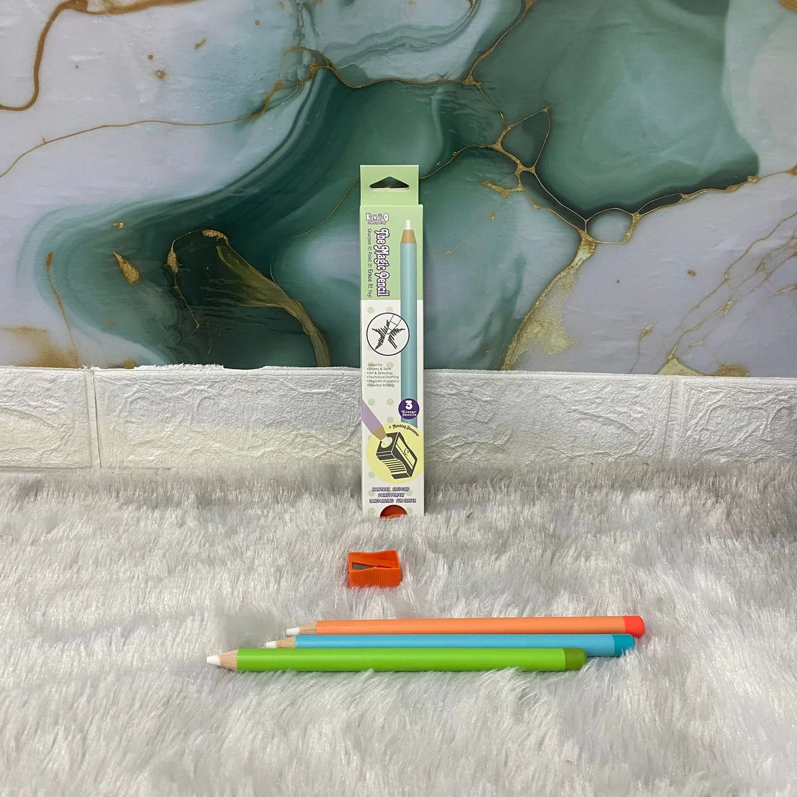 AM7527 Kawaii-Q "The Magic Pencil" Eraser Set with Sharpener - Image 3