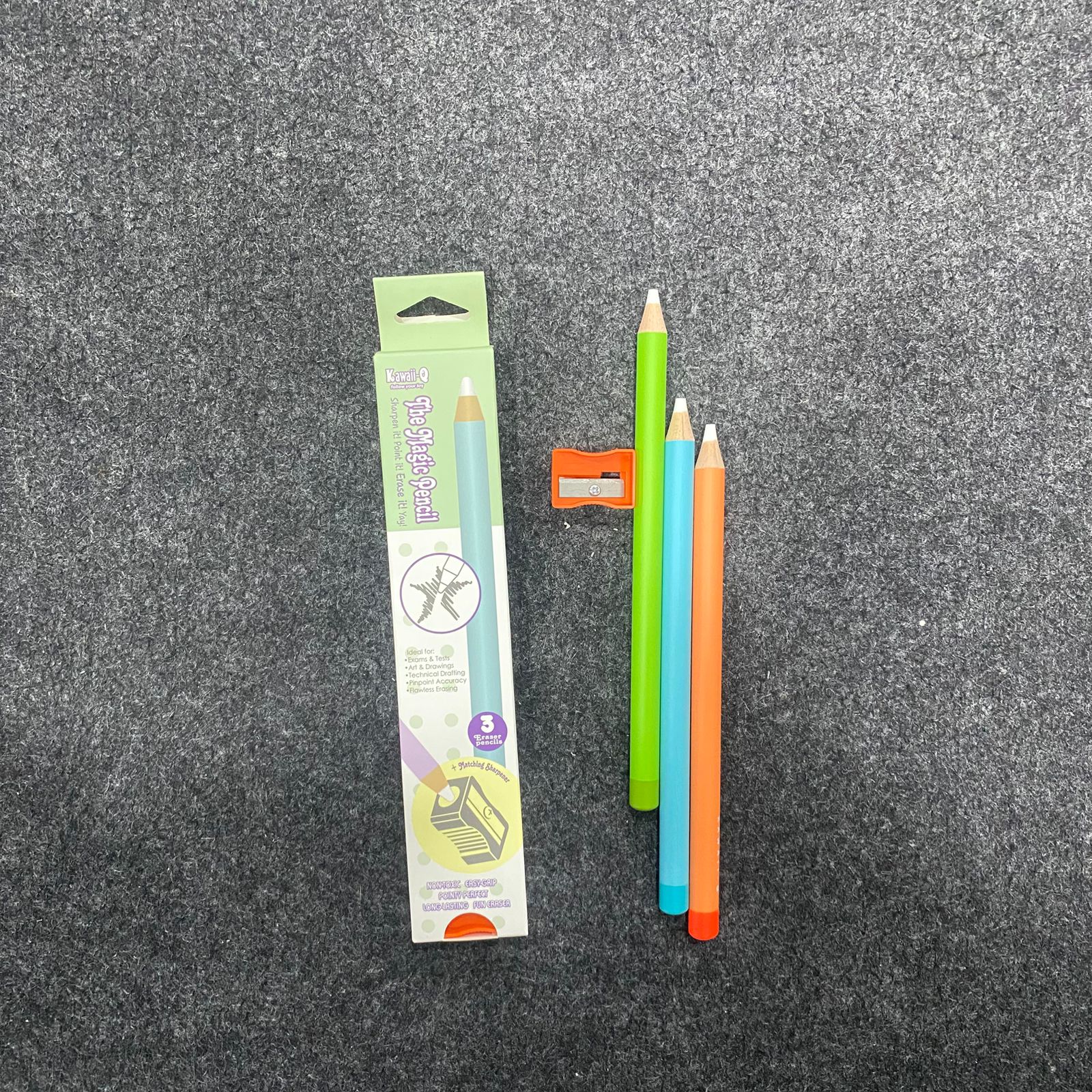 AM7527 Kawaii-Q "The Magic Pencil" Eraser Set with Sharpener - Image 4