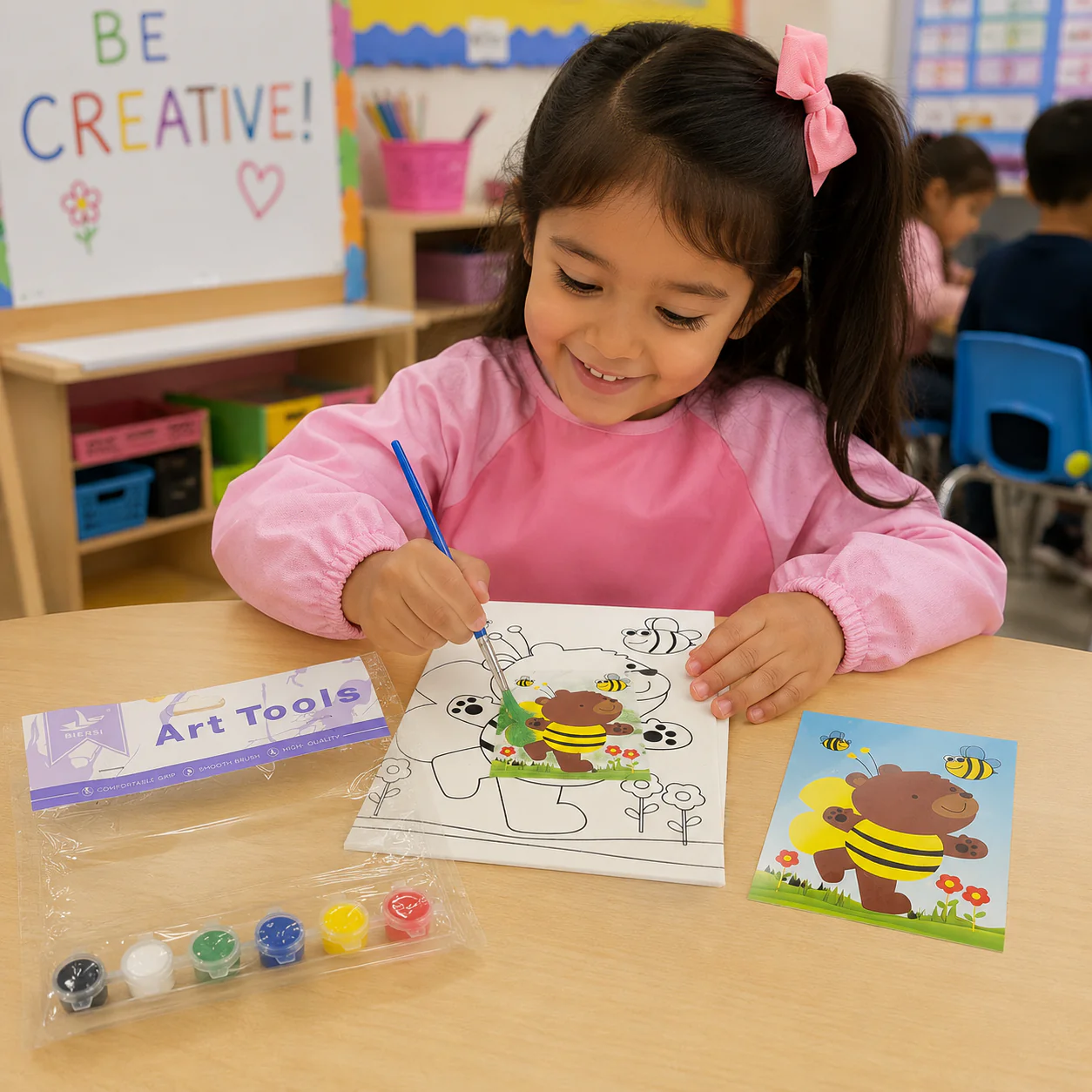 AM7535 Kids' DIY Canvas Painting Kit β Bee & Bear Theme - Image 2