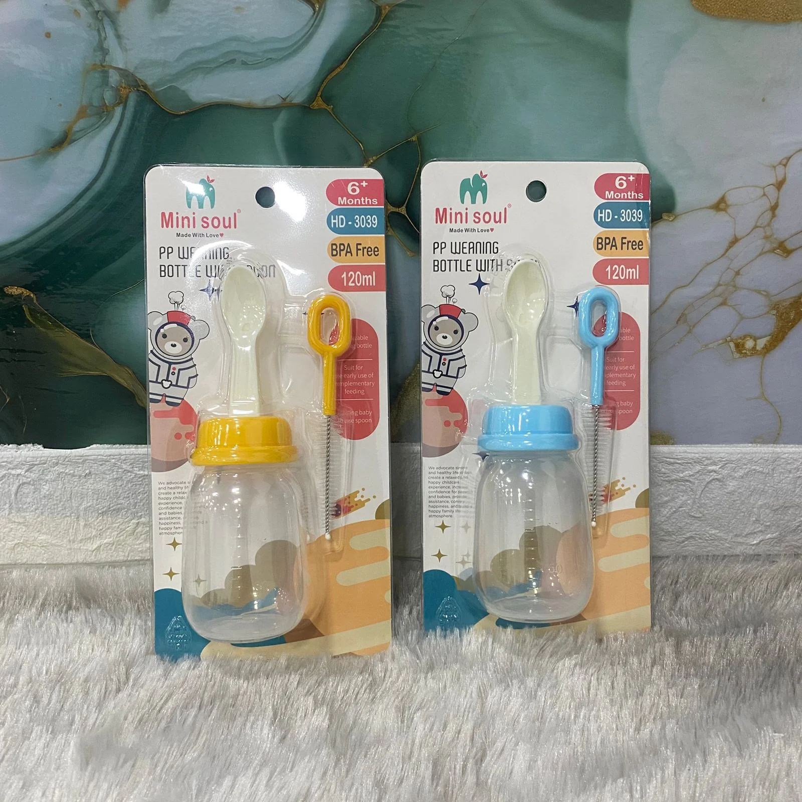 AM7554 Mini Soul PP Weaning Feeding Bottle with Spoon (120ml) COM-3039 (1-Pcs) - Image 3