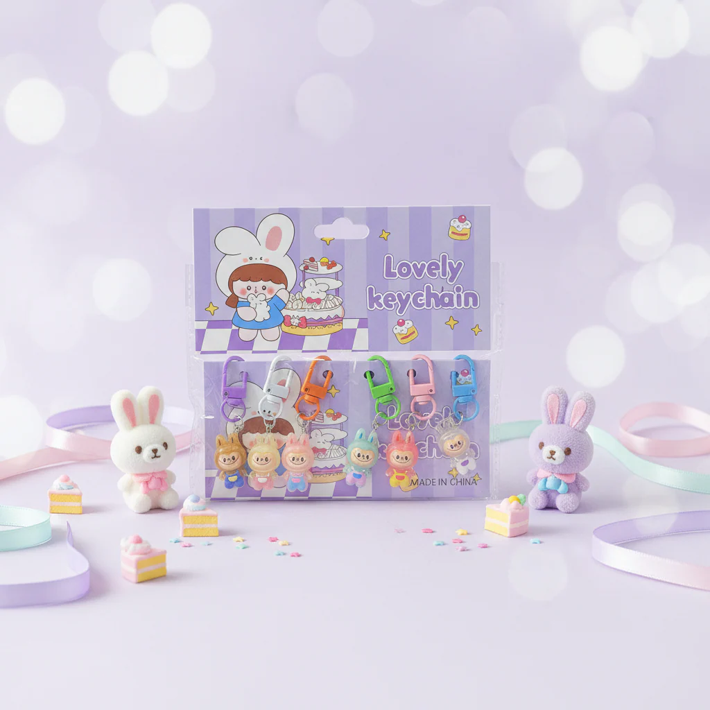 AM7556 Lovely Keychain Set – Pack of 6 Cute Cartoon & Character Keyrings for Bags and Accessories - Image 2