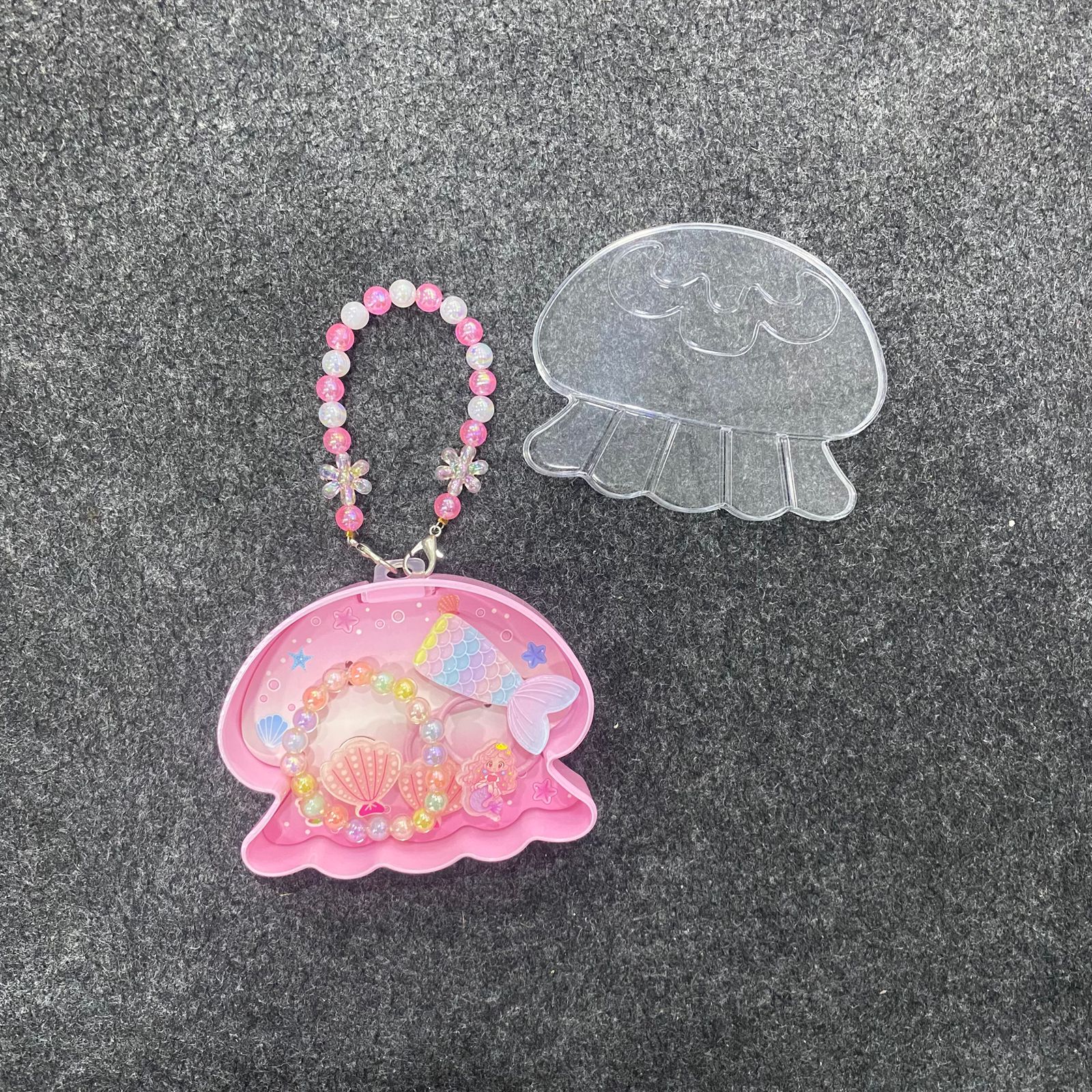 AM7561 Mermaid Theme Jellyfish Shaped Jewelry Purse Set for Kids – Beaded Bracelet and - Image 5