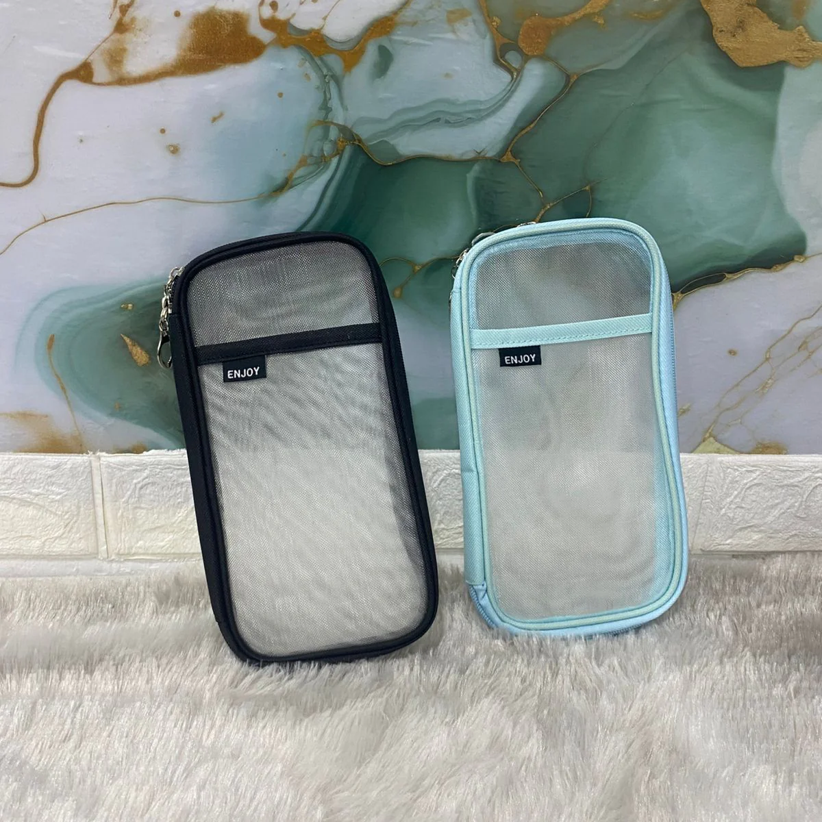 AM7568 Minimalist Transparent Mesh Multi-Purpose Stationery & Cosmetic Pouch (1-Pcs) - Image 3