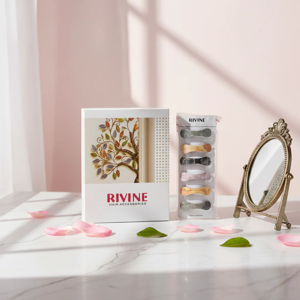 AM7570 Rivine Elegant Marble Print Tic Tac Hair Clips for Women & Girls - 1-Pcs Multi-Color Hair Accessories - Image 2