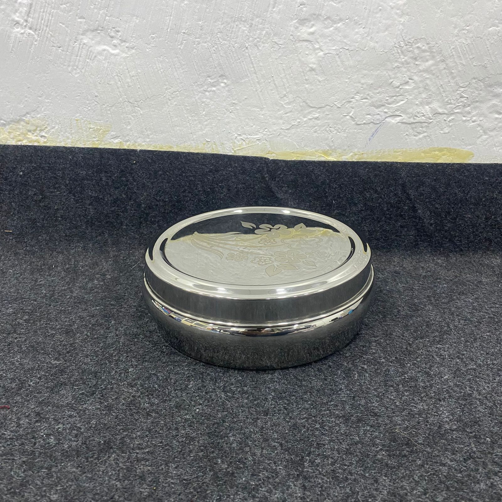 AM7571 Premium Stainless Steel Laser-Engraved Puri Dabba / Multi-Purpose Mirror Finish Flat Storage Container - Image 2