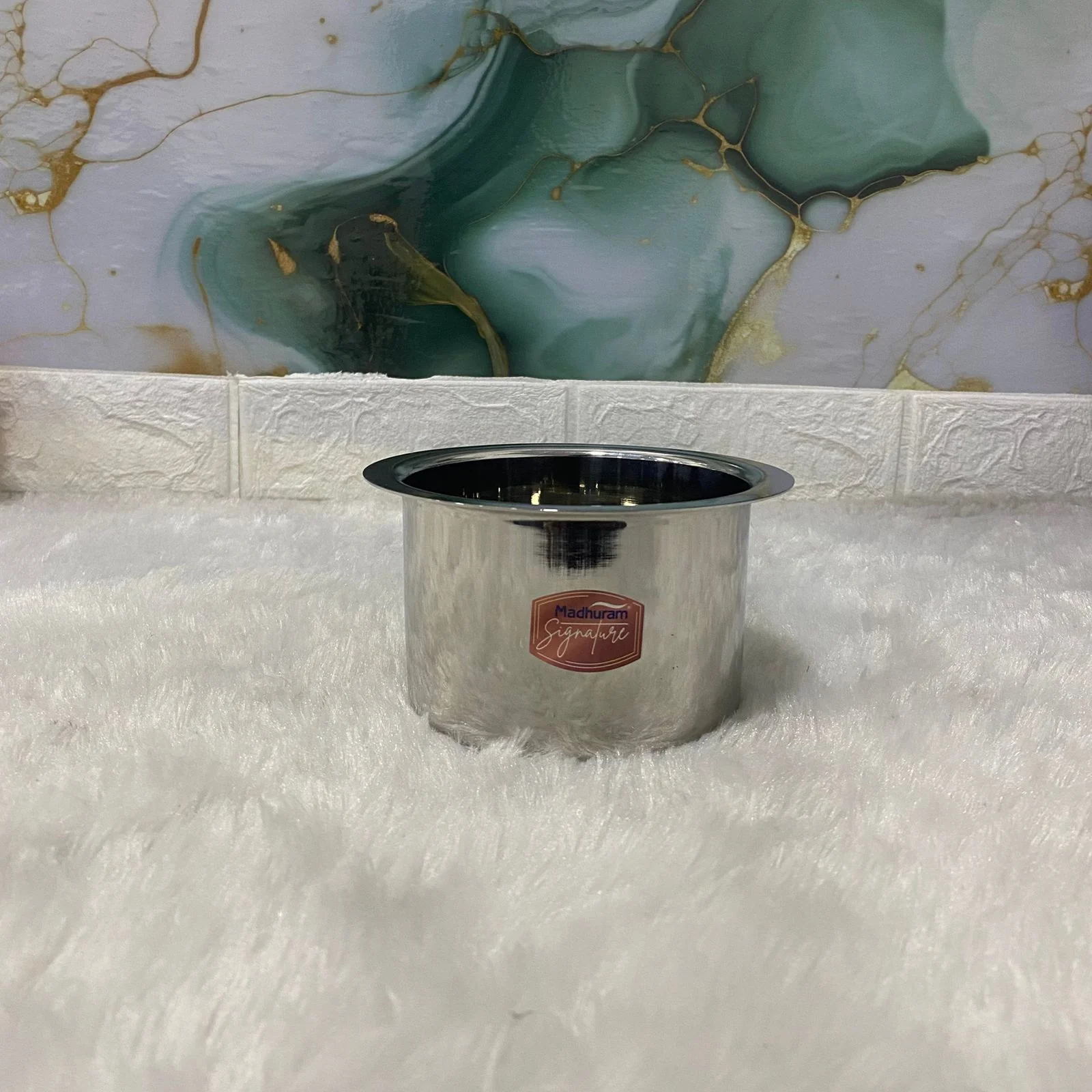 AM7578 Madhuram Signature Premium Stainless Steel Deep Vessel / Container (750 ml, 8x11x11 cm) - Image 3