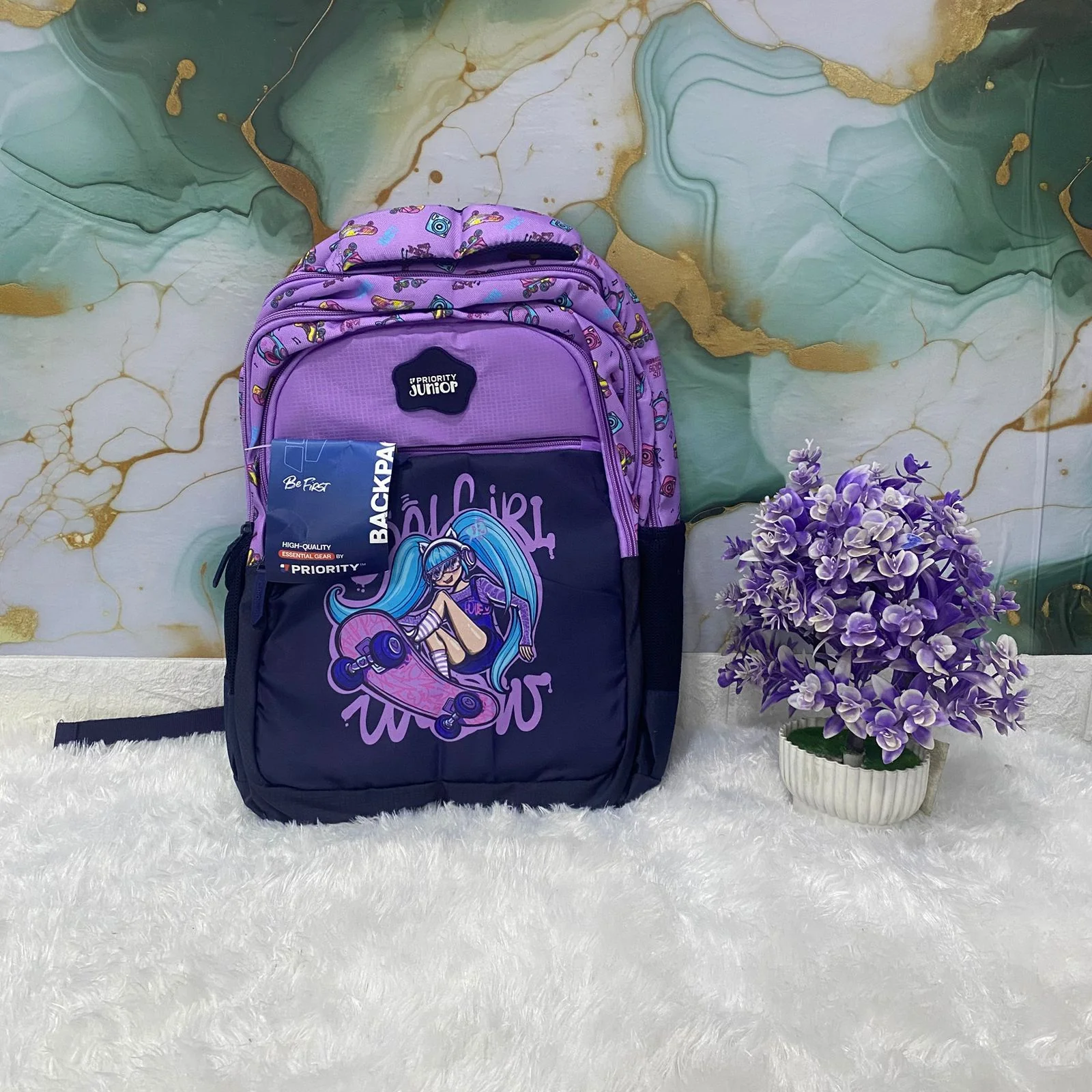 AM7607 Priority Skippy Kids School Bag Premium Frozen Character Print Multi Compartment Backpack - Image 6
