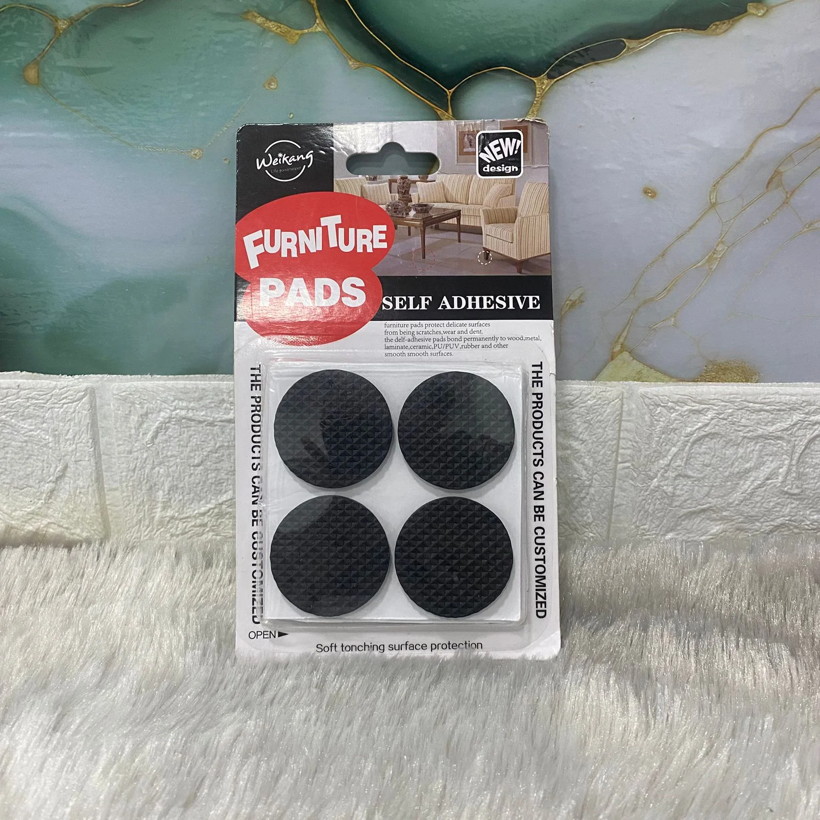 AM7621 Weikang Heavy Duty Self Adhesive Rubber Furniture Pads Anti Skid Round Protectors 8Pack - Image 2
