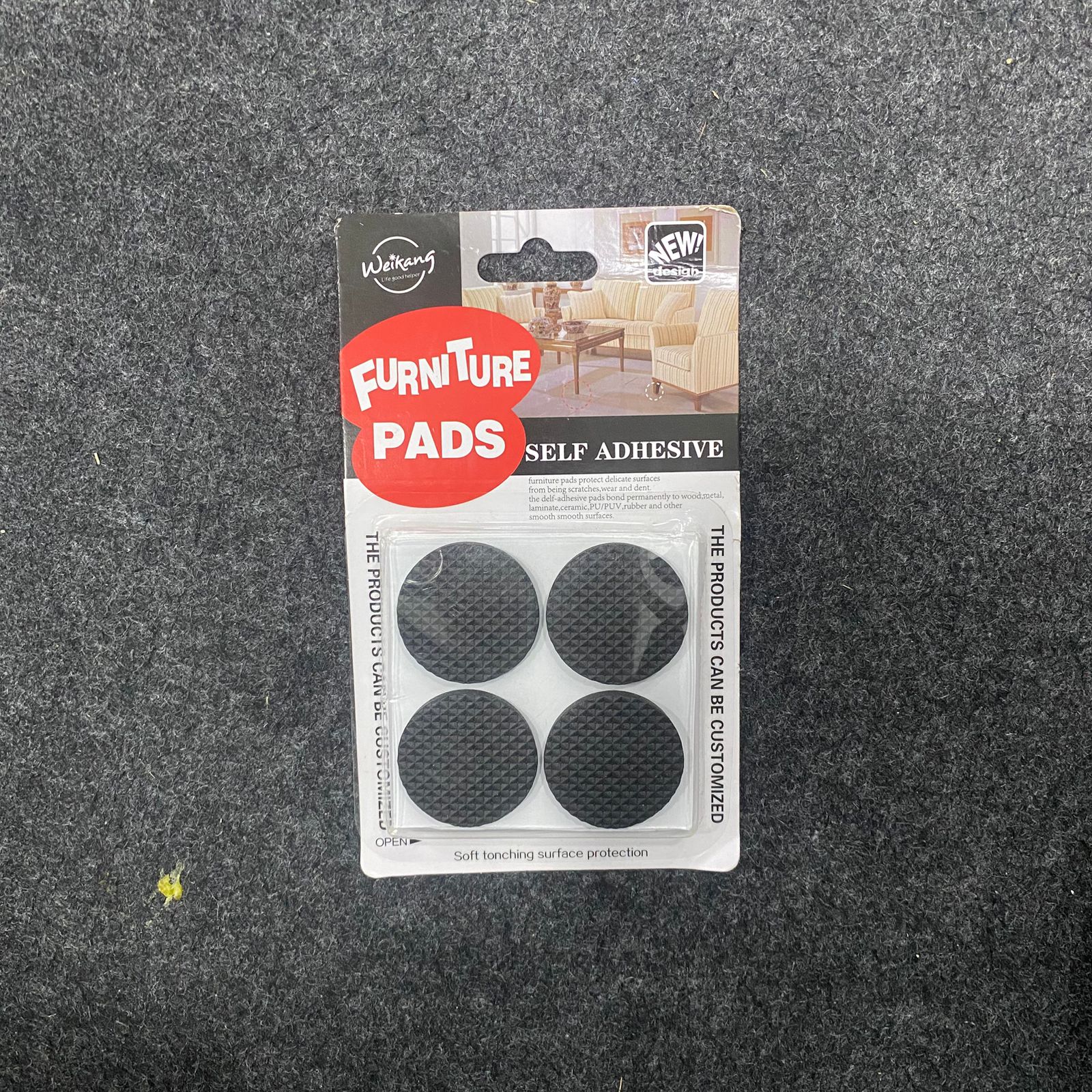 AM7621 Weikang Heavy Duty Self Adhesive Rubber Furniture Pads Anti Skid Round Protectors 8Pack - Image 3