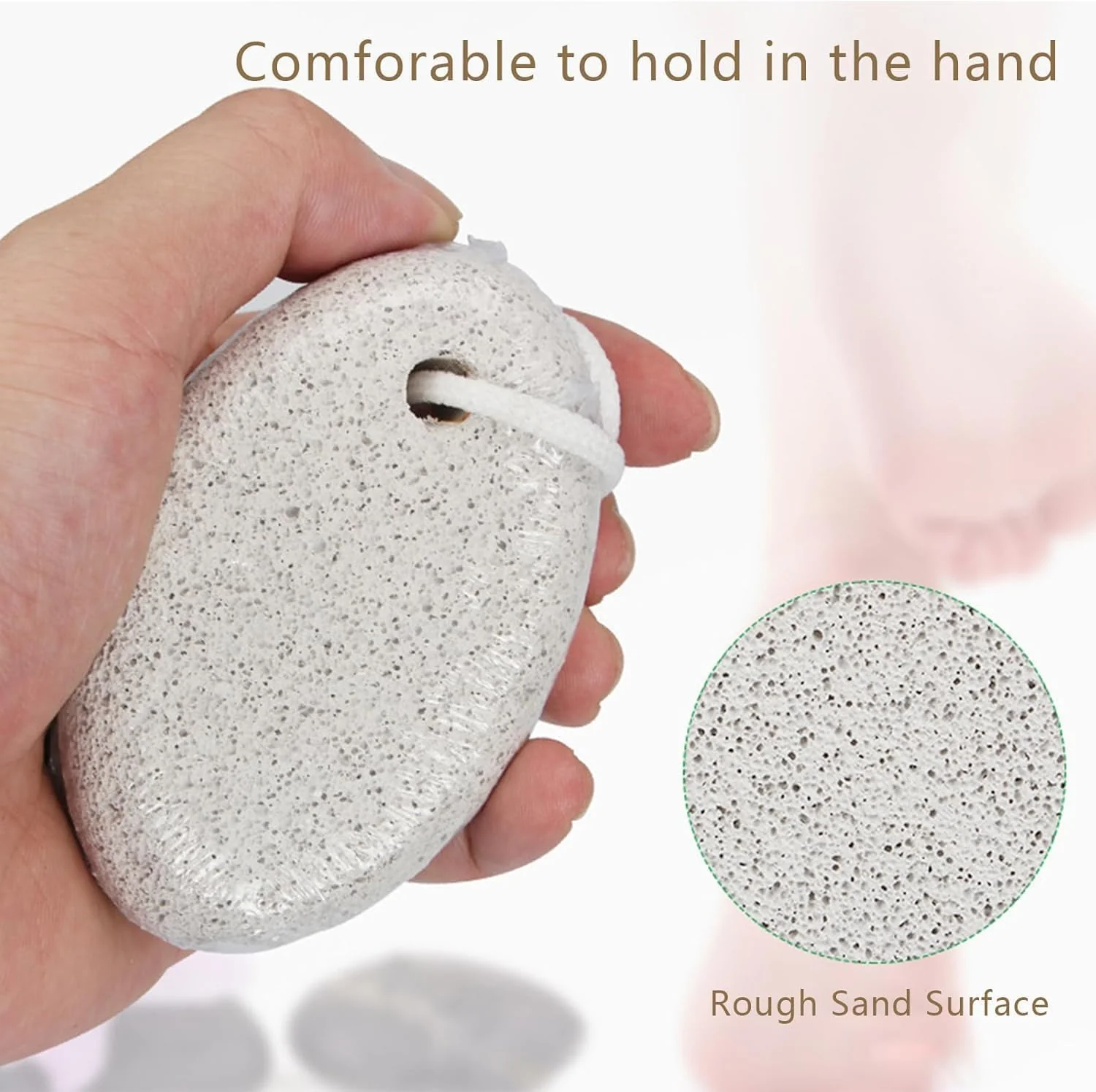 AM7631 Natural Oval Pumice Stone Exfoliator for Foot Care and Dead Skin Callus Removal - Image 4