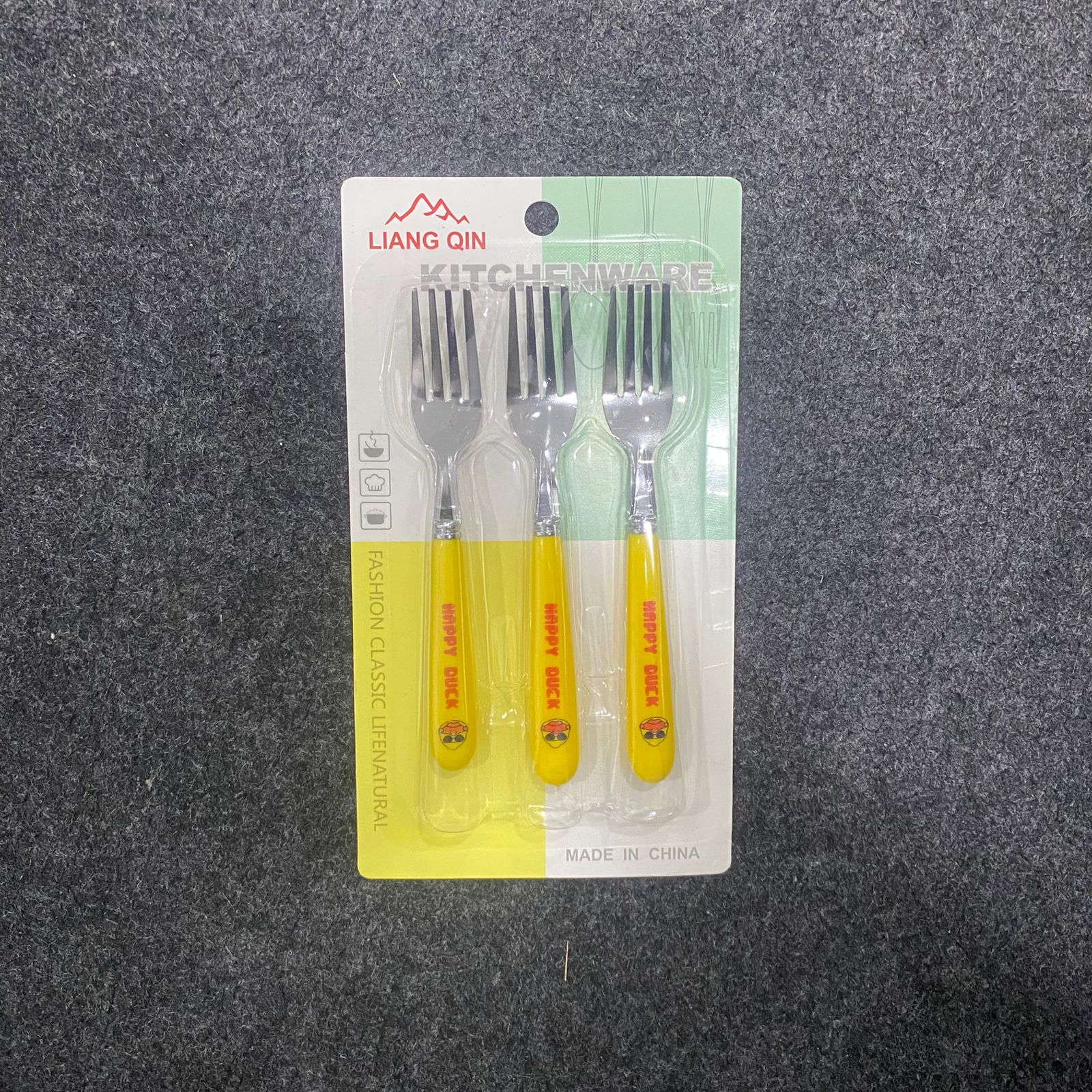 AM7660 Liang Qin Stainless Steel Cute Happy Duck Kids Fruit Fork Set of Three - Image 3