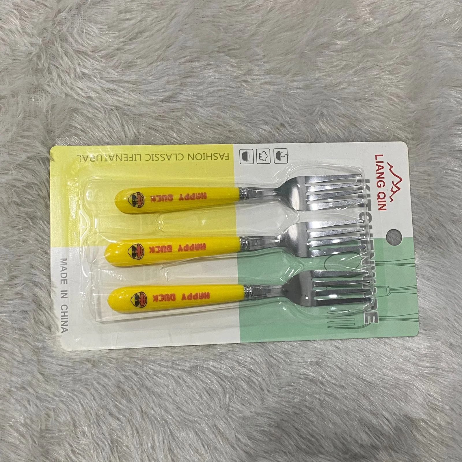 AM7660 Liang Qin Stainless Steel Cute Happy Duck Kids Fruit Fork Set of Three - Image 4