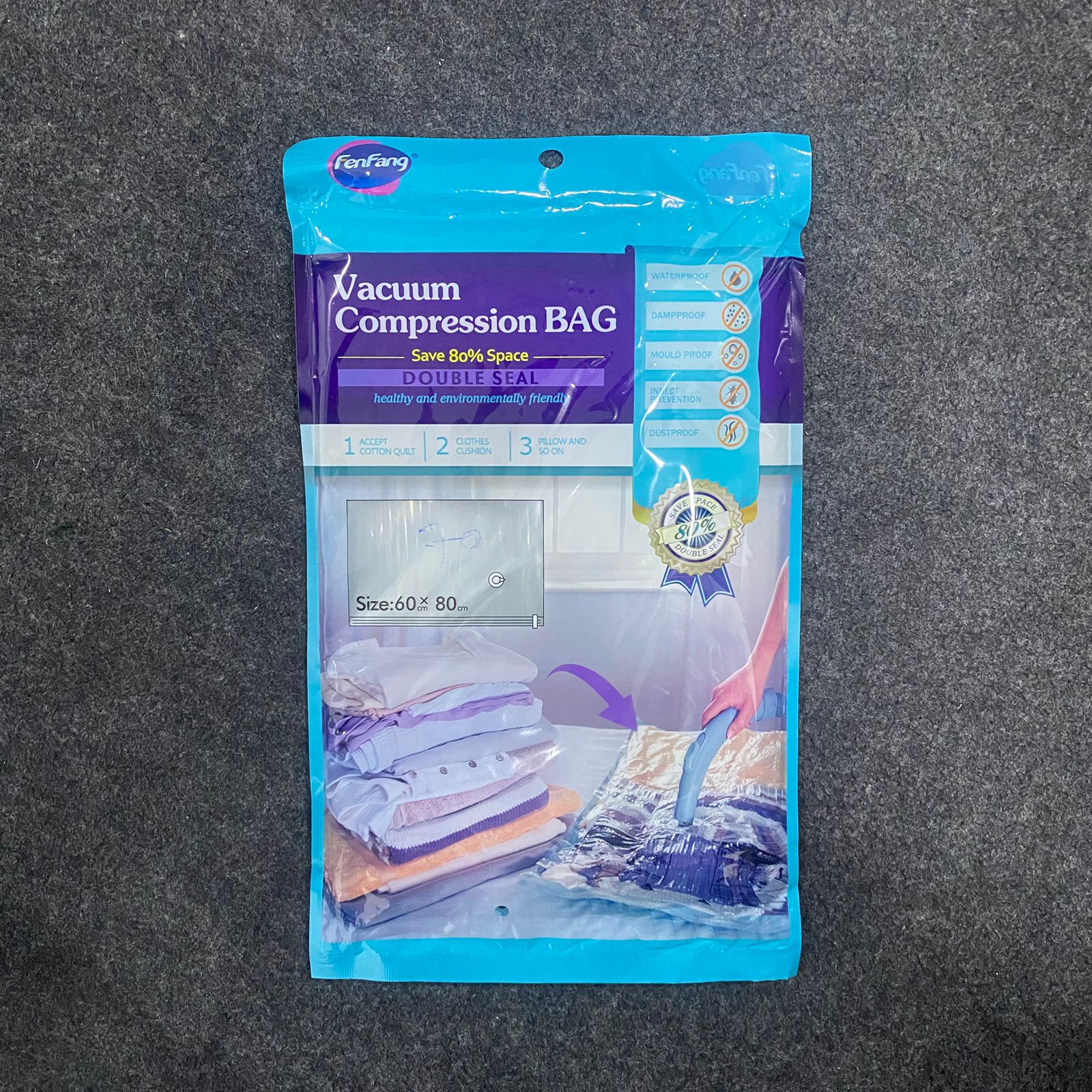 AM7665 FenFang Medium Reusable Vacuum Compression Storage Bag Double Seal For Clothes And Cushions - Image 3