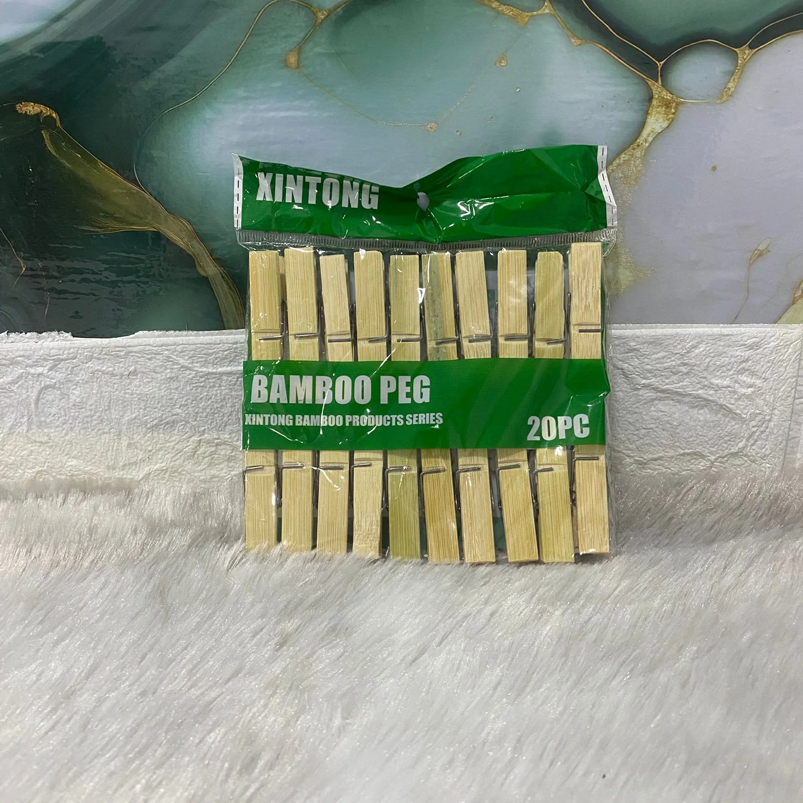 AM7668 Xintong Eco Friendly Heavy Duty Bamboo Clothes Pegs Clamps for Drying Laundry 20 Pcs - Image 5