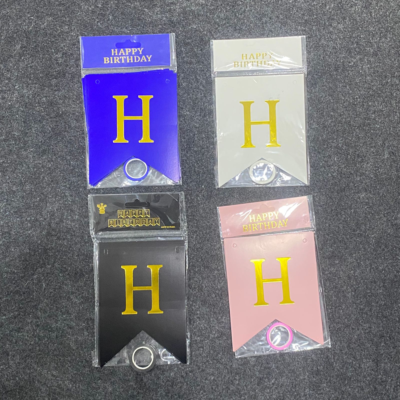 AM7675 Metallic Gold Foil Happy Birthday Paper Banner Decoration Set with Hanging Ribbon String - Image 5
