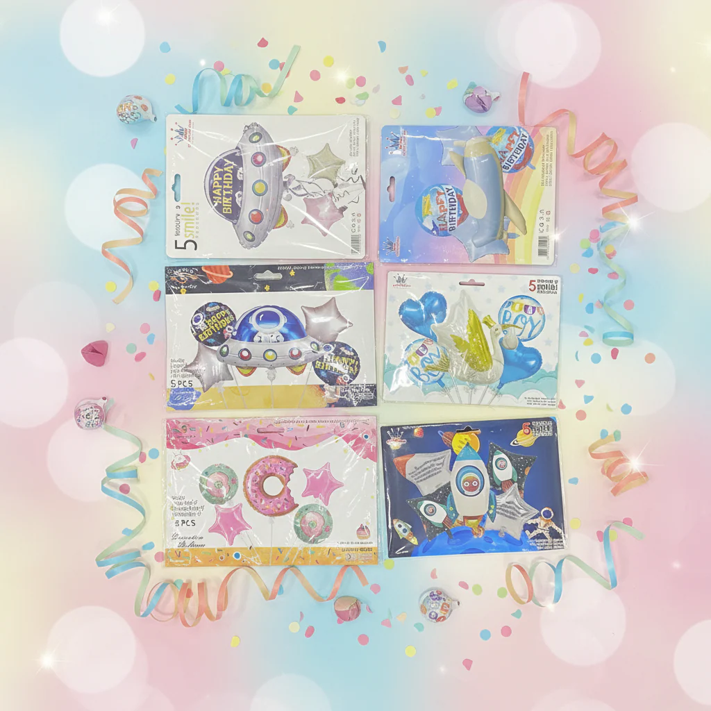 AM7677 Theme Foil Balloon Decoration Set Pack of Five for Kids Birthday Party Celebrations 1-Set - Image 3