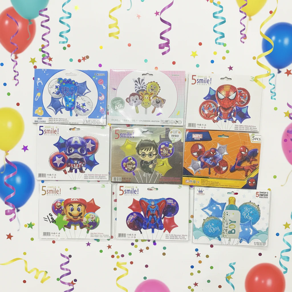 AM7677 Theme Foil Balloon Decoration Set Pack of Five for Kids Birthday Party Celebrations 1-Set - Image 4