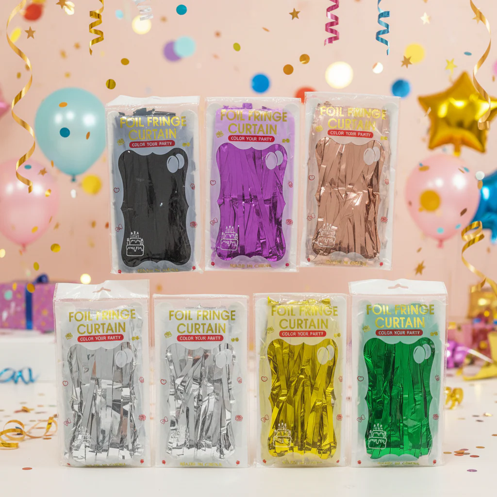 AM7678 Metallic Foil Fringe Tinsel Curtain for Birthday Anniversary Party Backdrop Decoration (1-Pcs) - Image 3