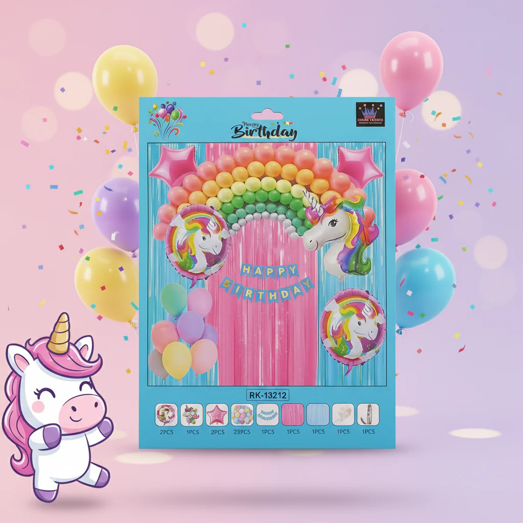 AM7680 Kids Birthday Theme Decoration Combo Kit with Foil Balloons Garland Arch for Party 1-Set