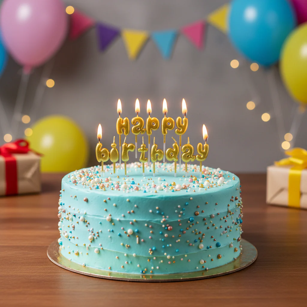 AM7681 Golden Happy Birthday Letter Cake Candles Set For Elegant Cake Decoration Party Supplies - Image 2