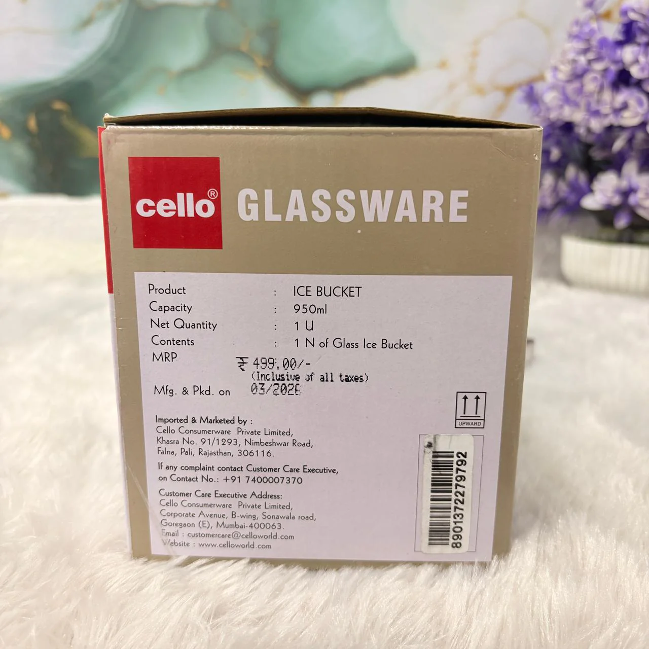 AM7691 Cello Glassware 950ml Premium Crystal Cut Glass Ice Bucket with Stainless Steel Tongs - Image 6