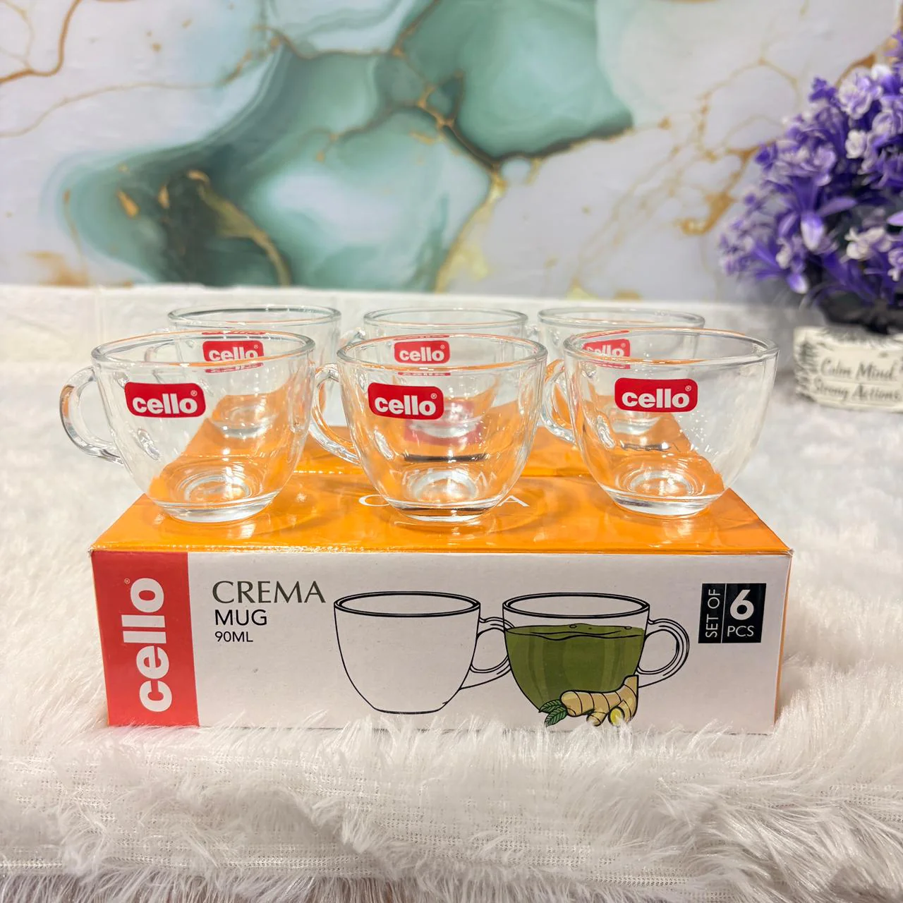 AM7692 Cello Crema 90ml Premium Glass Mug Set of 6 for Tea and Espresso - Image 3