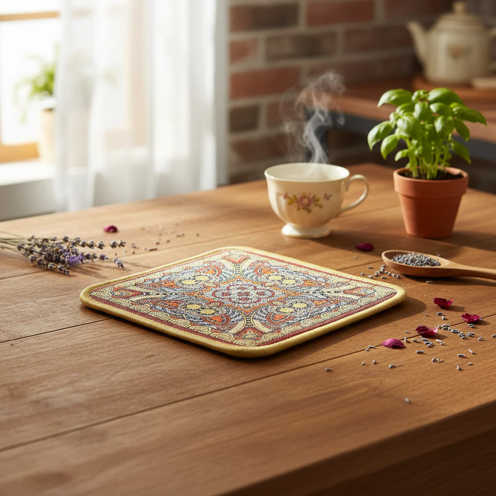 AM7709 DECORATIVE SQUARE HEAT RESISTANT INSULATION PADS FOR KITCHEN SURFACES AND DINING TABLE TOPS - Image 3