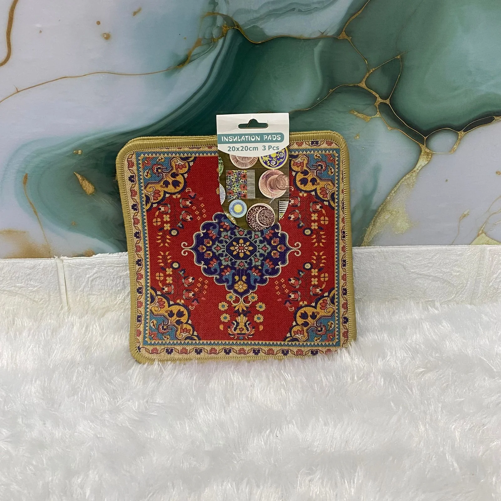 AM7711 VINTAGE PERSIAN PATTERN HEAT RESISTANT INSULATION PAD SET FOR TABLE AND COUNTERTOP PROTECTION - Image 4