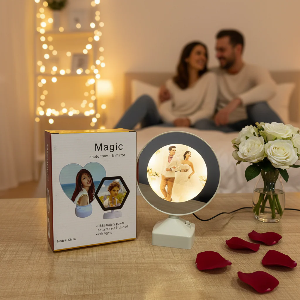 AM7714 MULTIFUNCTIONAL MAGIC MIRROR PHOTO FRAME WITH LED LIGHTING FOR HOME DECOR AND GIFTING - Image 3