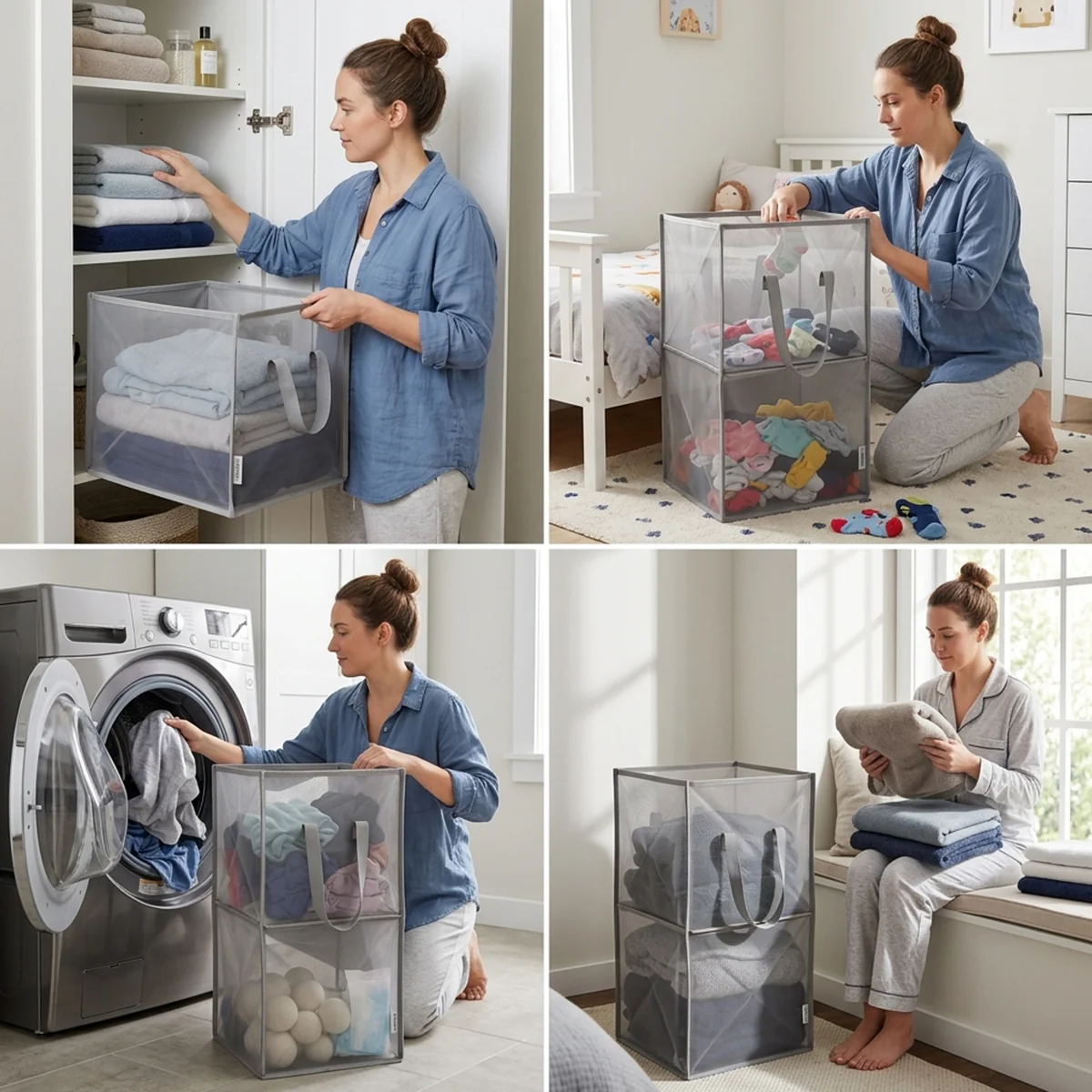 AM7719 FOLDABLE LARGE CAPACITY LAUNDRY BASKET FOR CLOTHES STORAGE AND EFFICIENT HOME ORGANIZATION SOLUTIONS - Image 3
