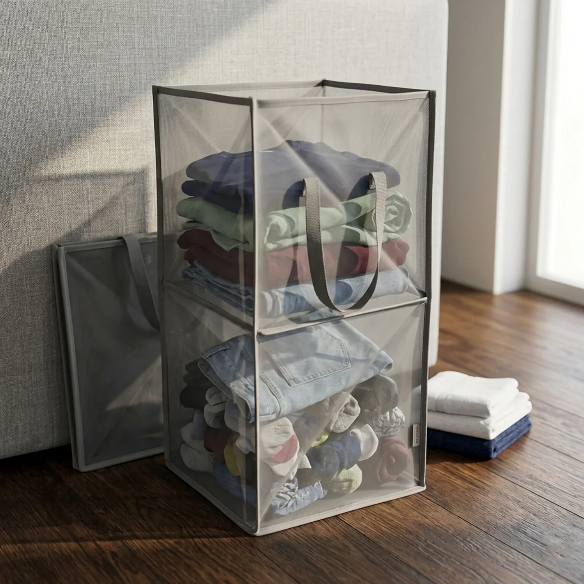 AM7719 FOLDABLE LARGE CAPACITY LAUNDRY BASKET FOR CLOTHES STORAGE AND EFFICIENT HOME ORGANIZATION SOLUTIONS - Image 4