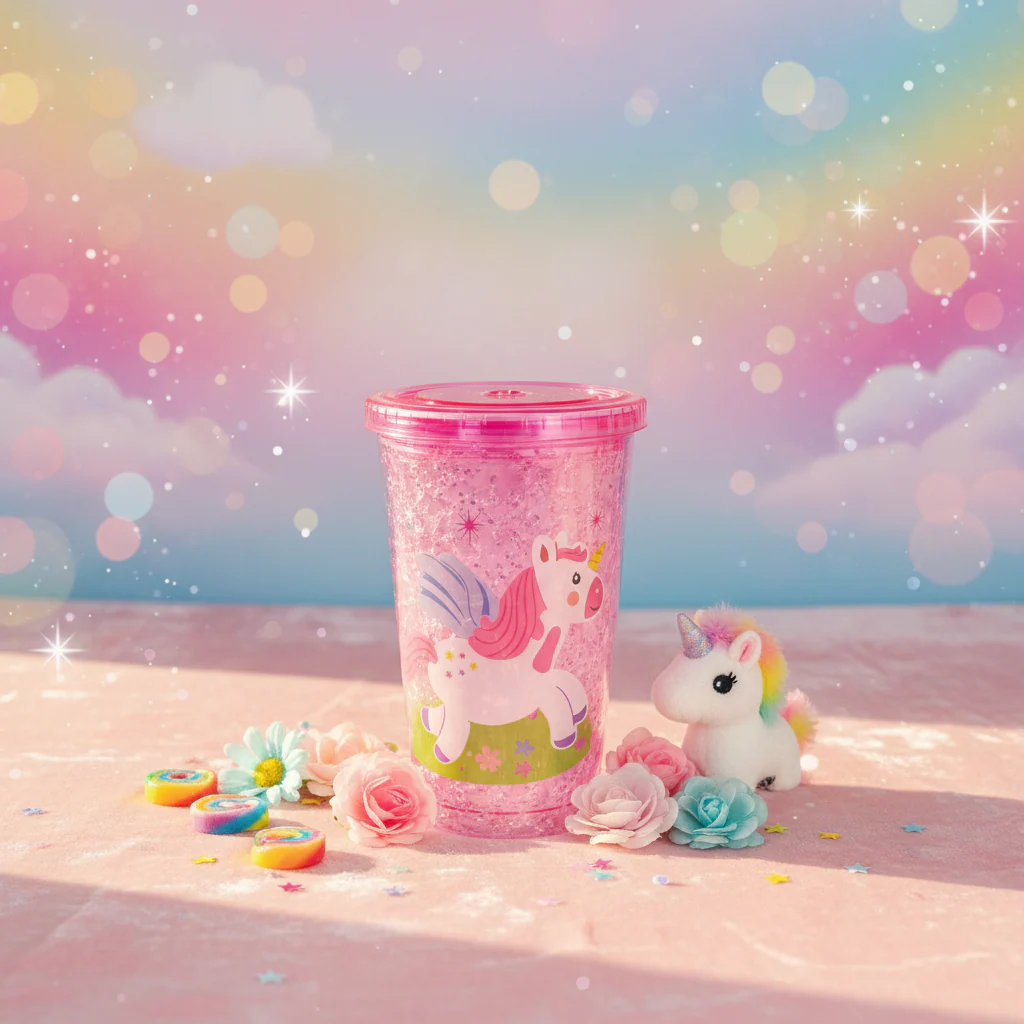 AM7722 MAGICAL PINK UNICORN DESIGN GEL FREEZER TUMBLER FOR KIDS AND ADULTS - Image 2