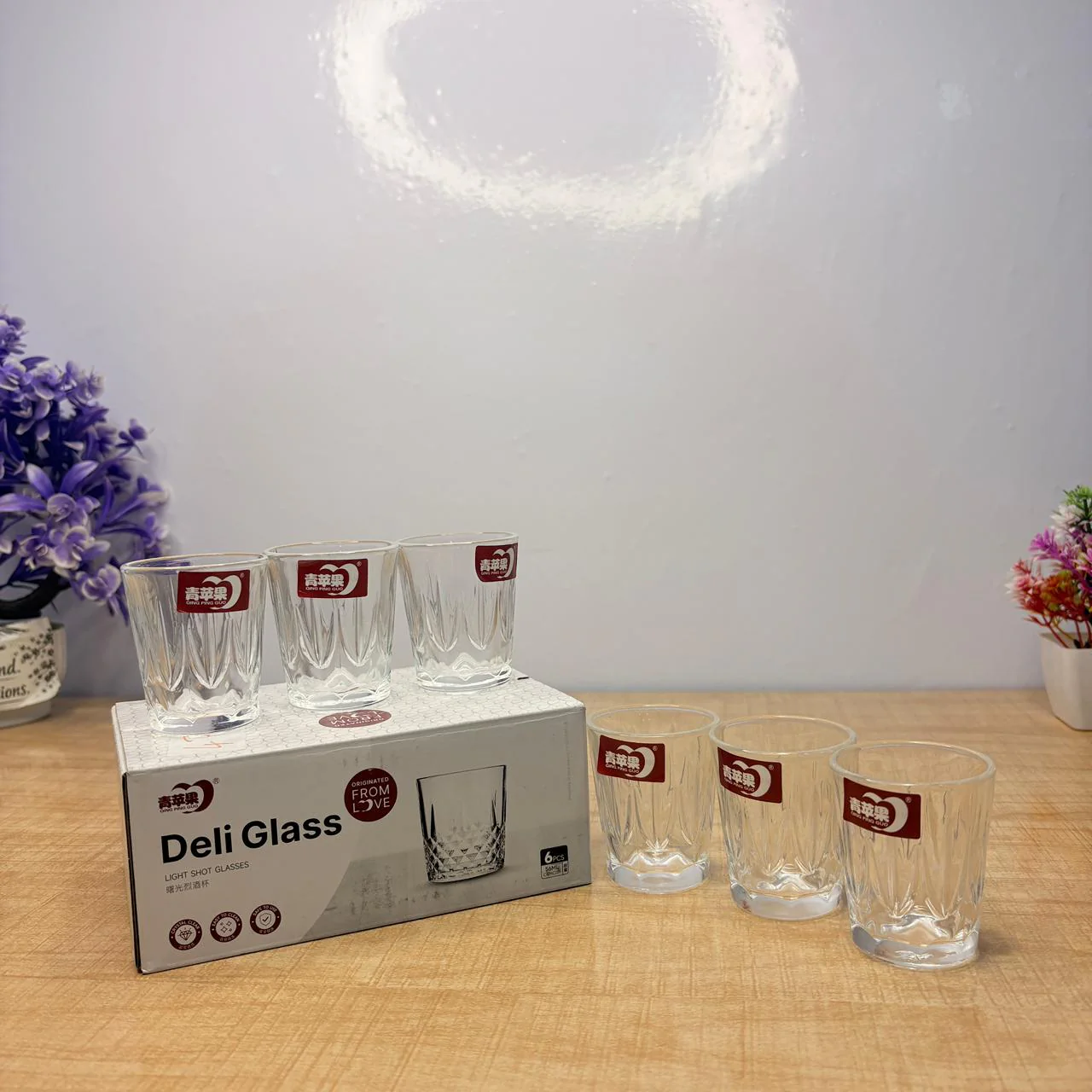 AM7743 qing ping guo crystal clear deli shot glasses set of six premium quality glassware - Image 3