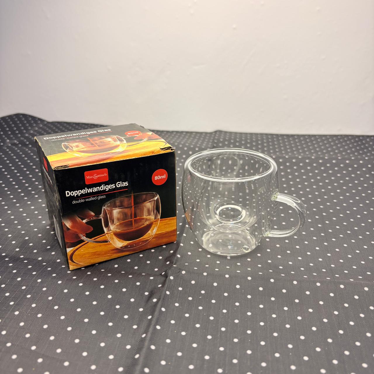 AM7749 Marc Samuels 80ml Double-Walled Espresso Glass Mug with Handle - Image 4