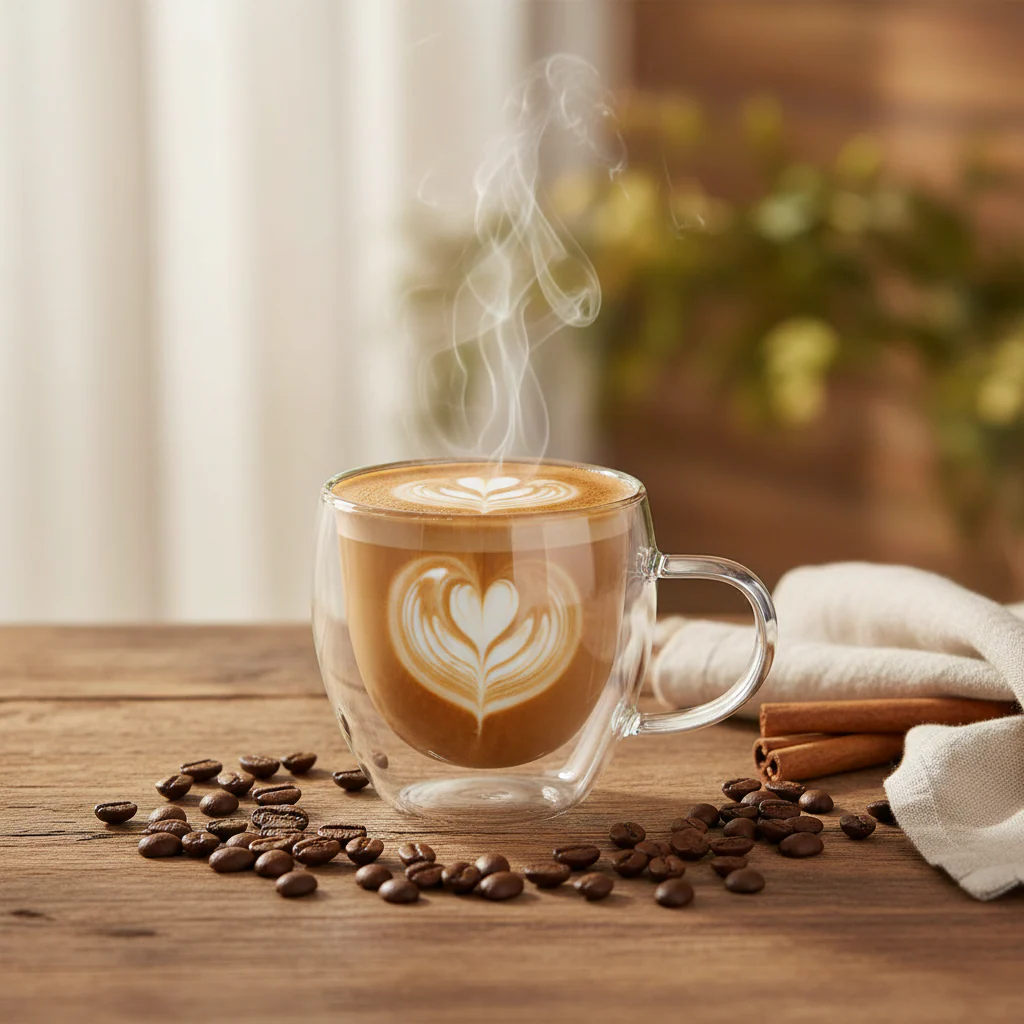 AM7750 250ml Double-Walled Insulated Glass Coffee Mug with Handle (1-Piece) - Image 2