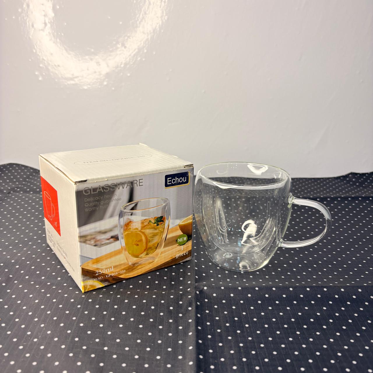 AM7750 250ml Double-Walled Insulated Glass Coffee Mug with Handle (1-Piece) - Image 3