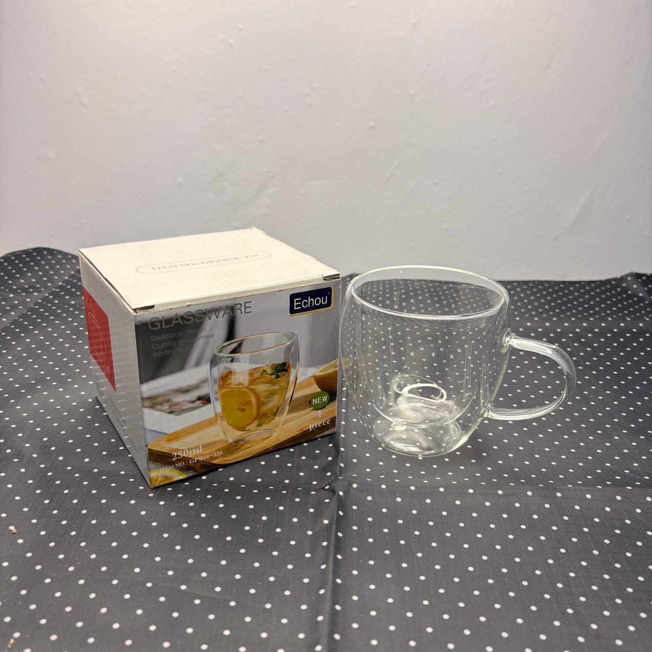 AM7750 250ml Double-Walled Insulated Glass Coffee Mug with Handle (1-Piece) - Image 4