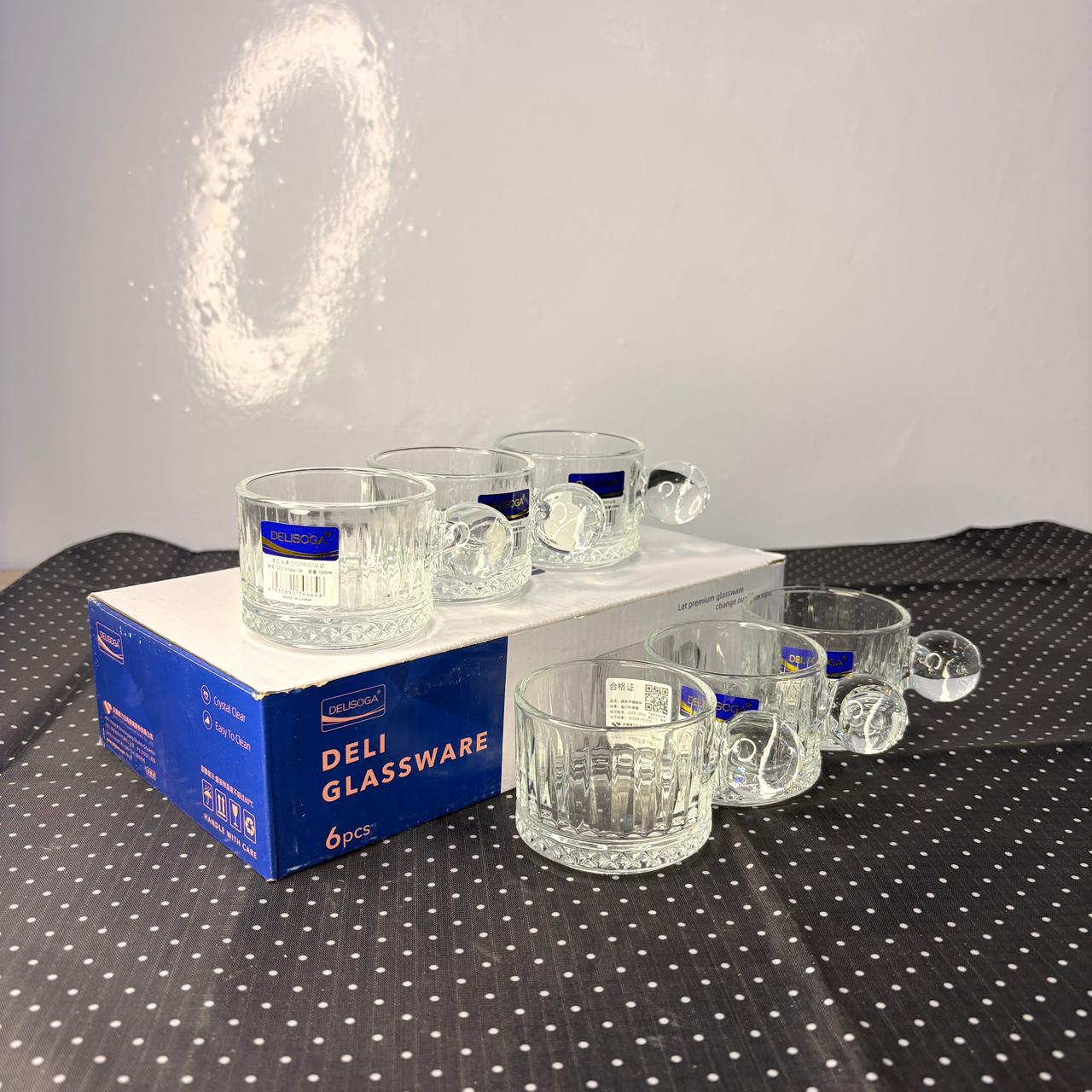 AM7751 Delisoga Premium Crystal Clear Glass Tea & Coffee Mug Set (6 Pieces, 100ml) - Image 3