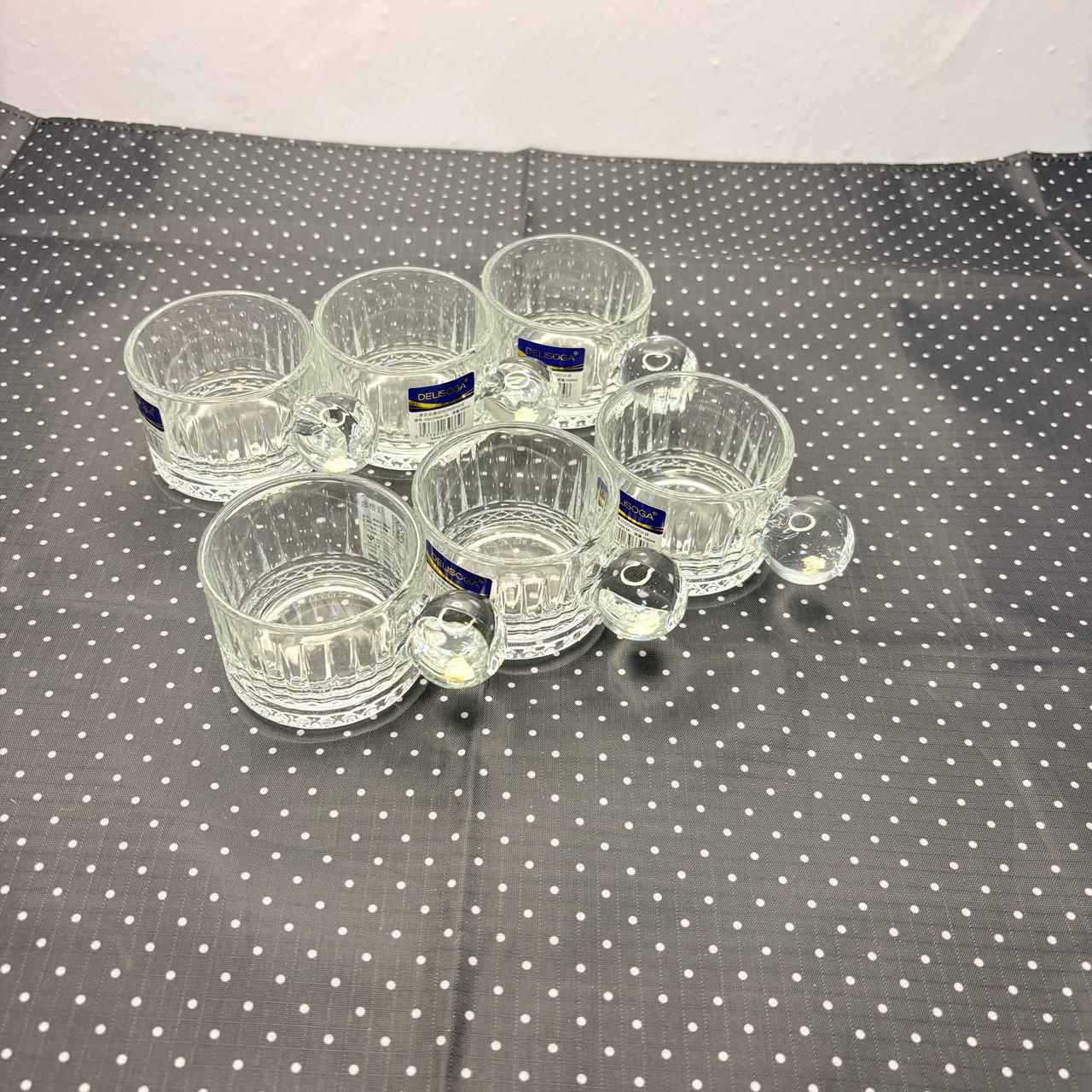 AM7751 Delisoga Premium Crystal Clear Glass Tea & Coffee Mug Set (6 Pieces, 100ml) - Image 4