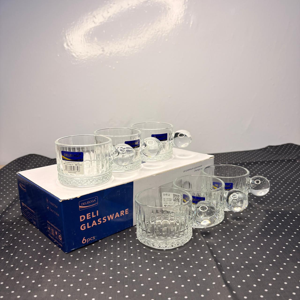 AM7751 Delisoga Premium Crystal Clear Glass Tea & Coffee Mug Set (6 Pieces, 100ml) - Image 5