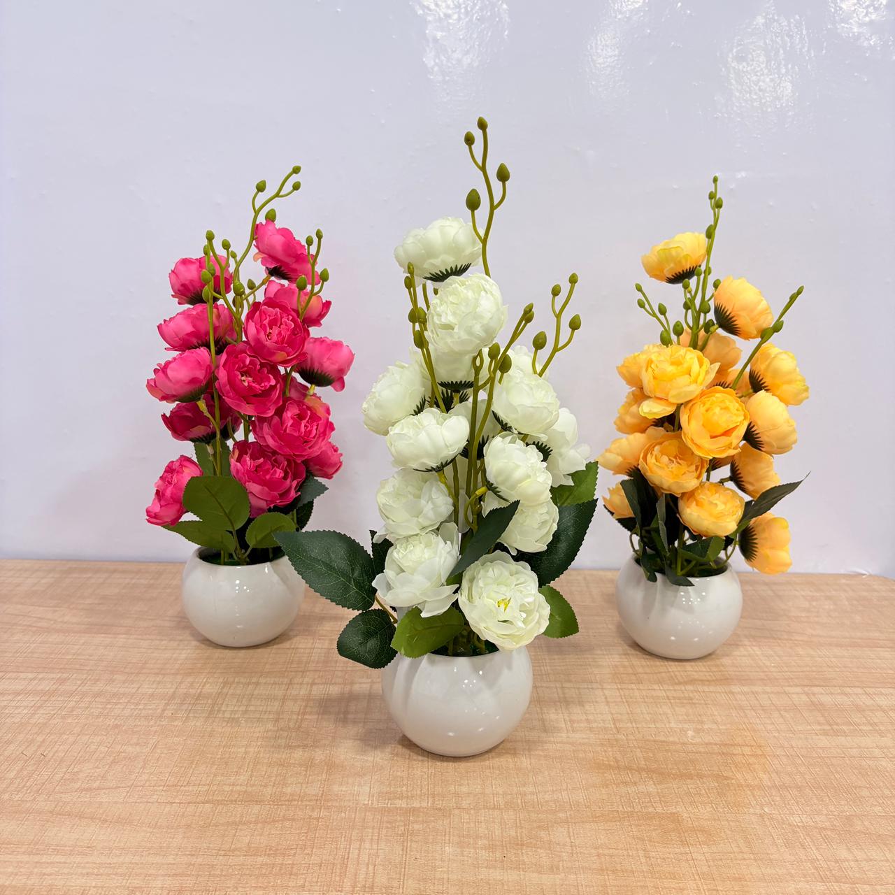 AM7774 Medium Artificial flower arrangements Rose Pots Set (Mix, Pack Of 1) - Image 2