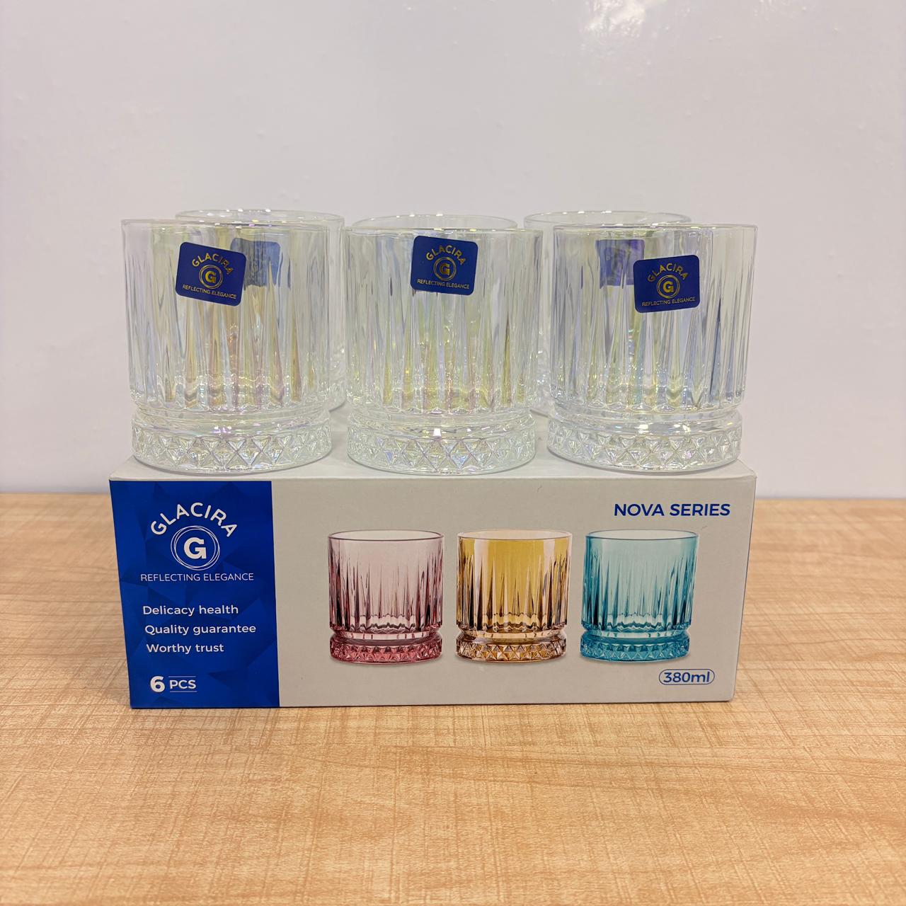 AM7797 GLACIRA NOVA SERIES GLASS TUMBLERS SET OF 6 FOR STYLISH BEVERAGE SERVING AT HOME - Image 2