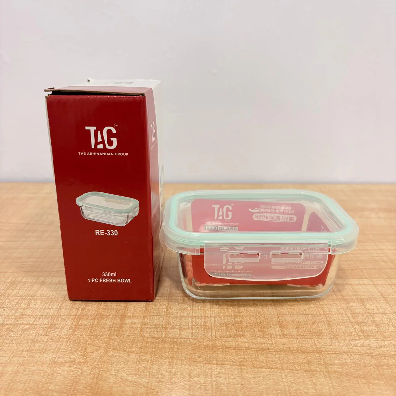AM7798 TAG RECTANGULAR BOROSILICATE GLASS FOOD CONTAINER WITH AIRTIGHT SEALABLE LID 330ML CAPACITY - Image 5