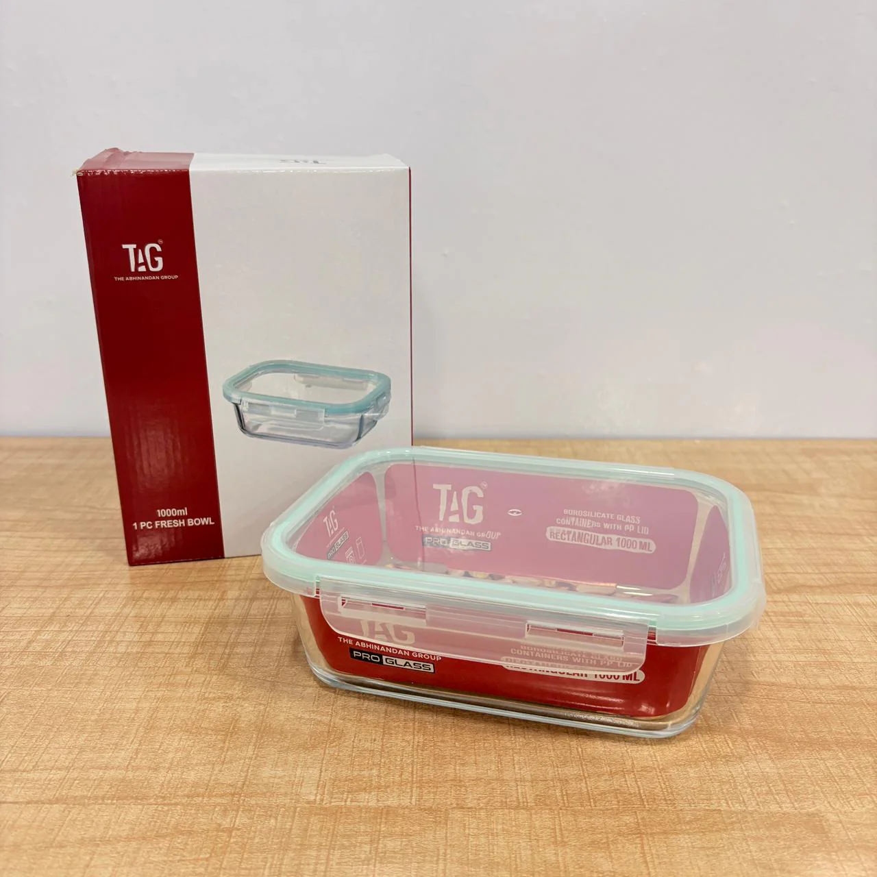 AM7800 TAG RECTANGULAR BOROSILICATE GLASS FOOD CONTAINER WITH AIRTIGHT SEALABLE LID 1000ML CAPACITY - Image 2